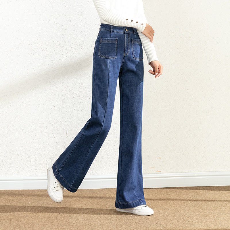 Jean large taille haute pour femme