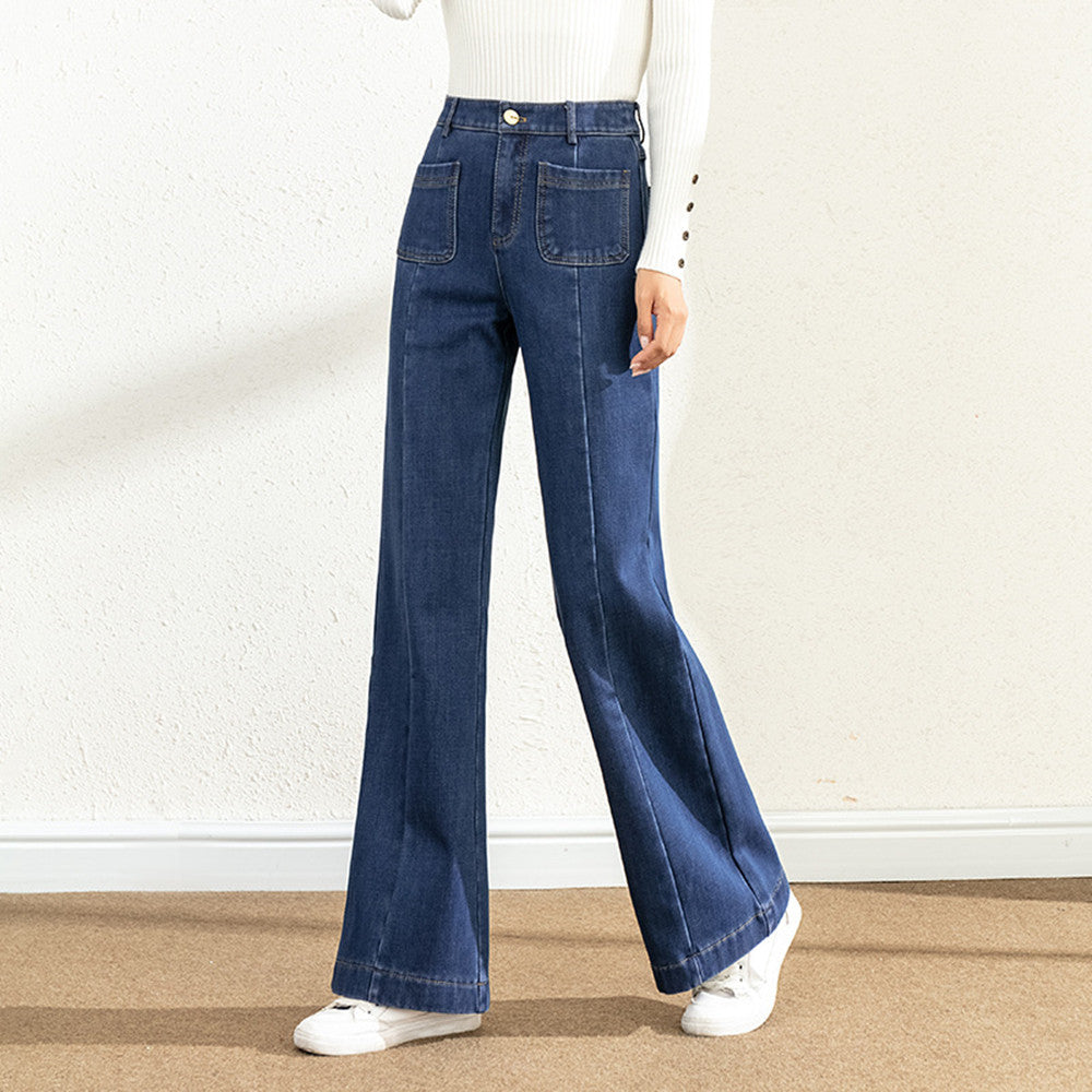 Jean large taille haute pour femme