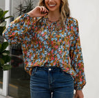 Blouse imprimée, manches longues