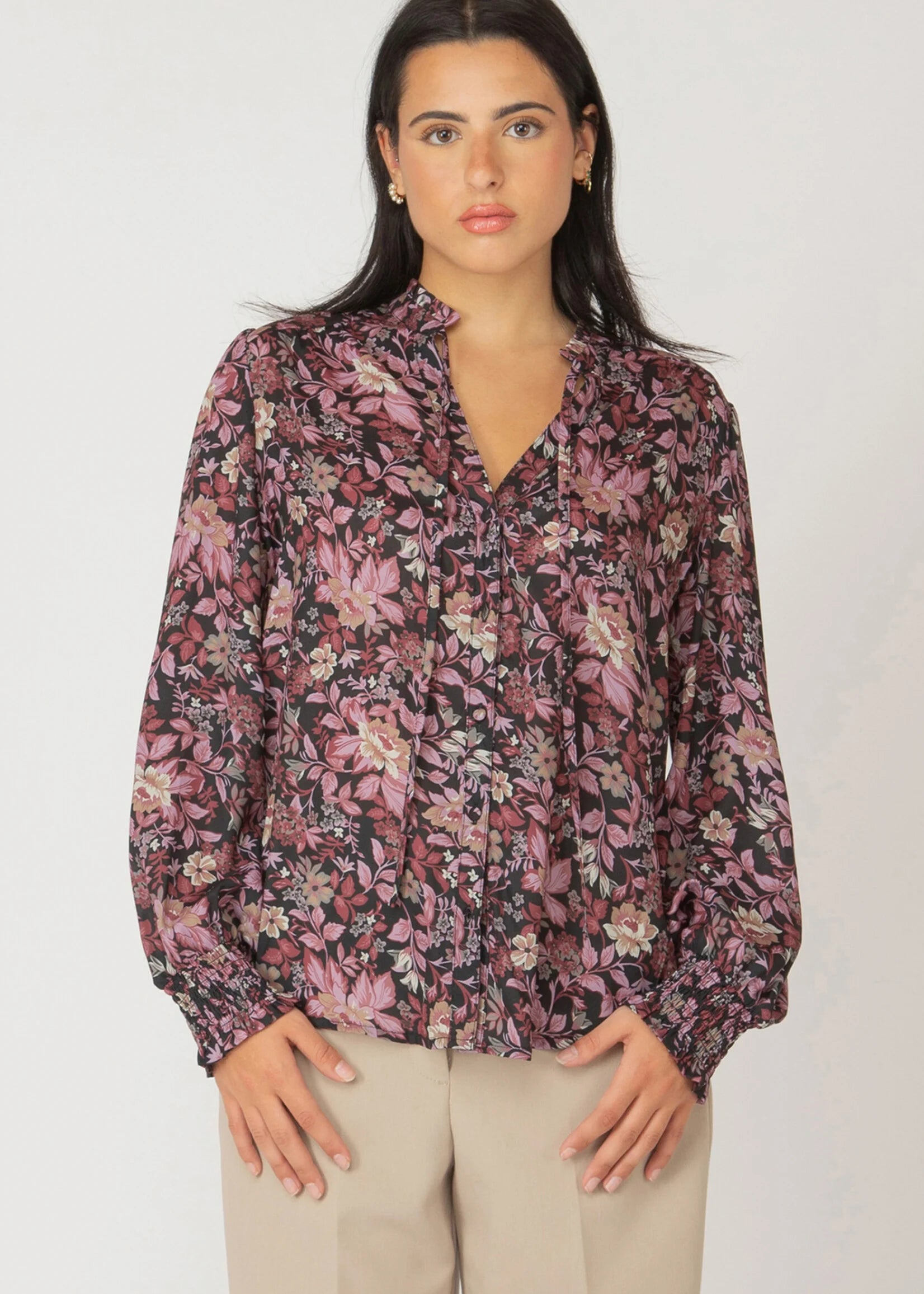Blouse imprimée, manches longues