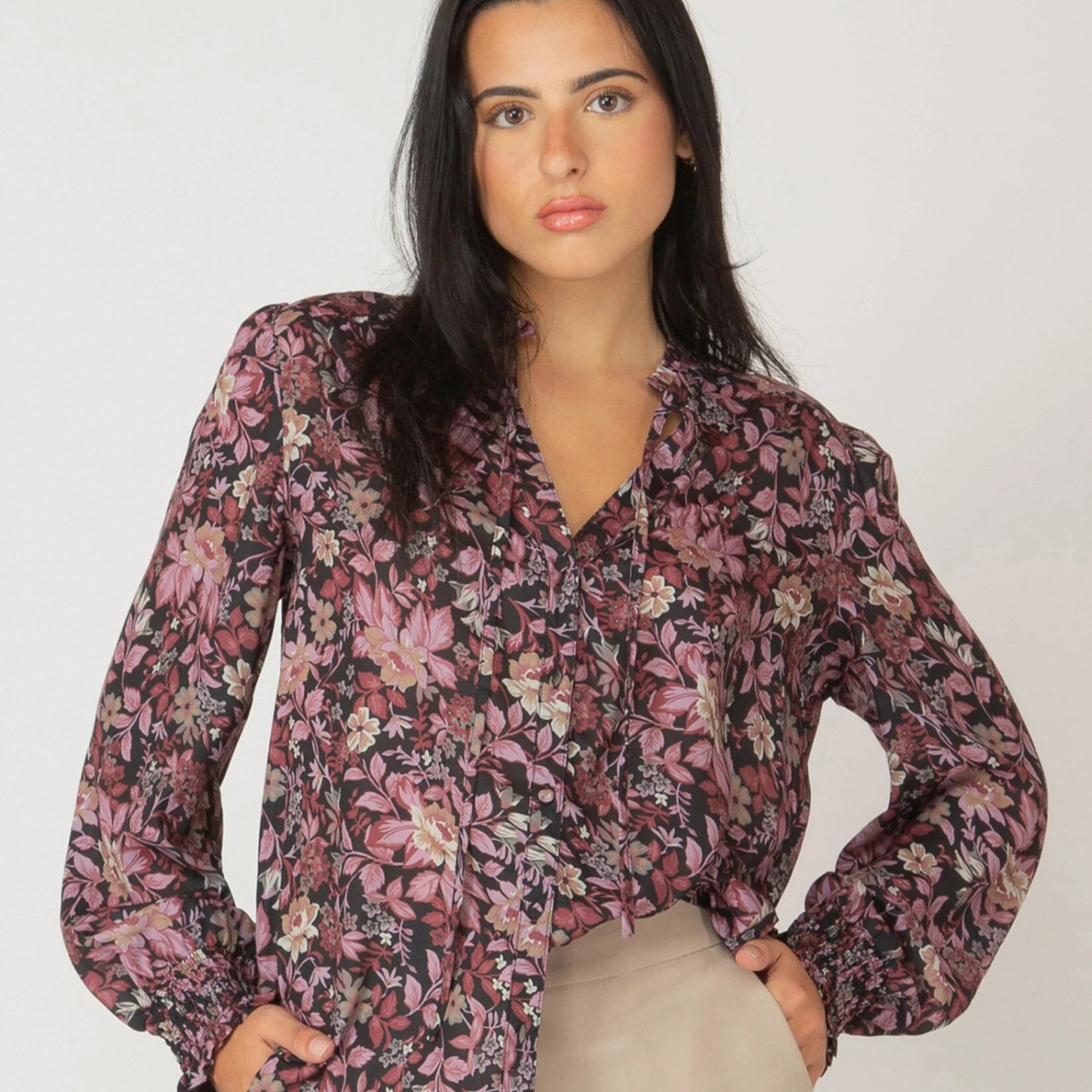 Blouse imprimée, manches longues