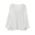Blouse d’Été 100 % Coton – Manches Lanterna, Style Bohème Élégant